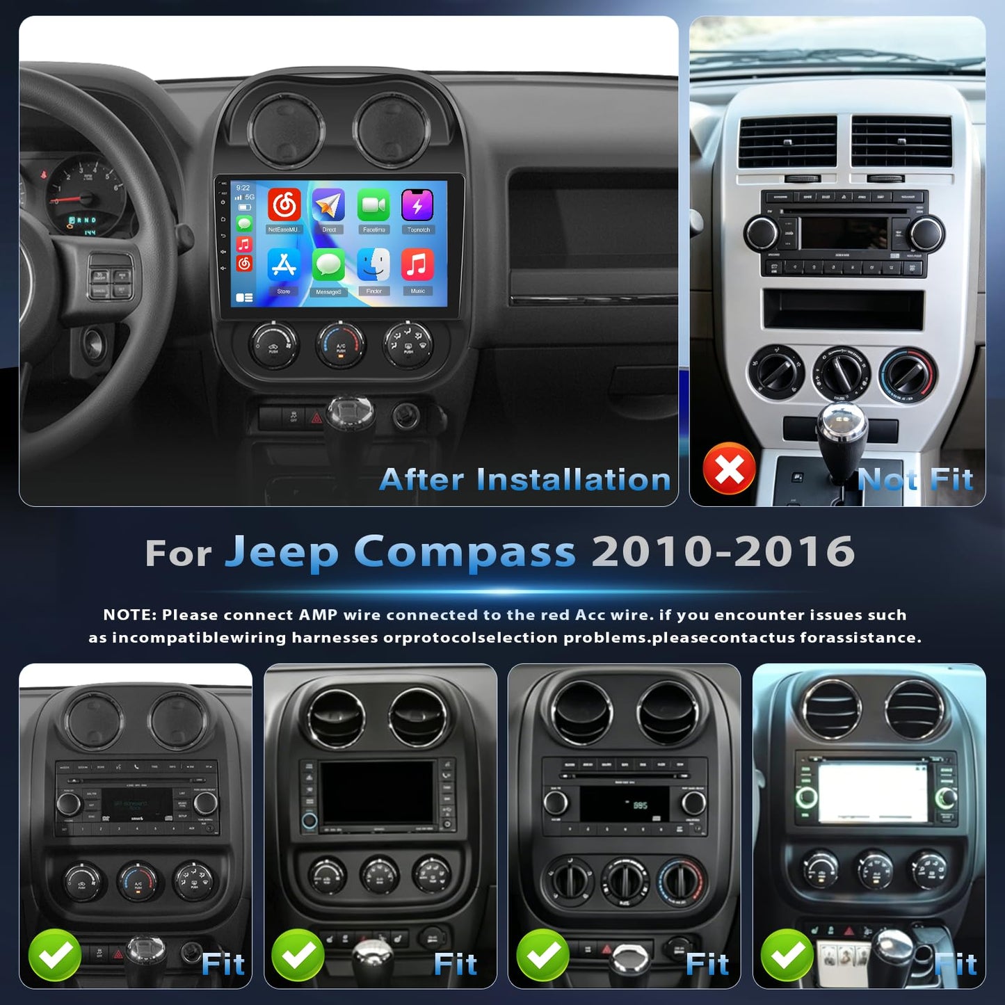 5Ghz WiFi 4G+64G Android 15 Radio for Jeep Compass Patriot 2010-2016 Car Stereo with Wireless Carplay Android Auto,5.0 Bluetooth,Build-in EQ,10inch IPS Touchscreen,GPS,FM/RDS SWC AHD Backup Camera MIC