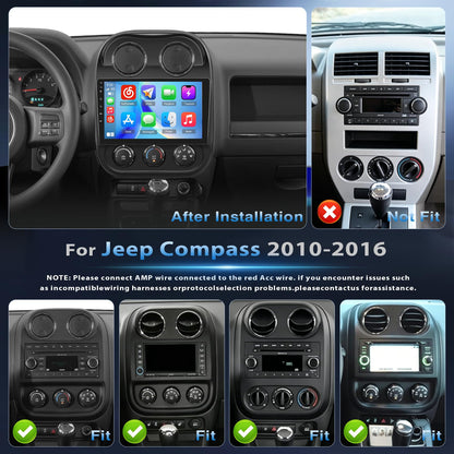5Ghz WiFi 4G+64G Android 15 Radio for Jeep Compass Patriot 2010-2016 Car Stereo with Wireless Carplay Android Auto,5.0 Bluetooth,Build-in EQ,10inch IPS Touchscreen,GPS,FM/RDS SWC AHD Backup Camera MIC