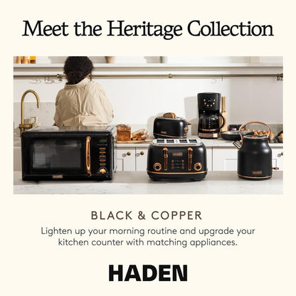 Haden 75012 Heritage 1.7 Liter Stainless Steel Body Countertop Retro Electric Kettle with Auto Shutoff & Dry Boil Protection