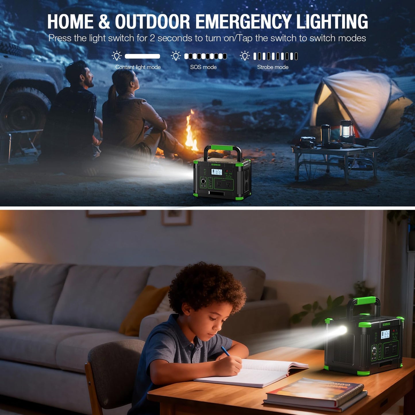 500W Portable Power Station, 519.48Wh Outdoor Solar Generator, 10-Port Powerhouse for RV/Van Camping Fishing Climbing Road Home Emergency