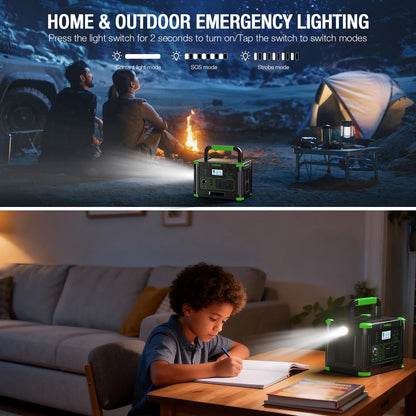 500W Portable Power Station, 519.48Wh Outdoor Solar Generator, 10-Port Powerhouse for RV/Van Camping Fishing Climbing Road Home Emergency