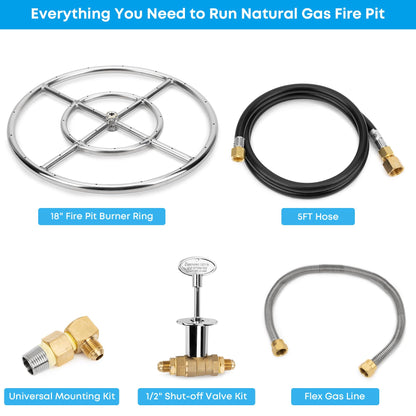 Stanbroil Natural Gas Fire Pit Stainless Steel Burner Ring Installation Kit, 18-inch