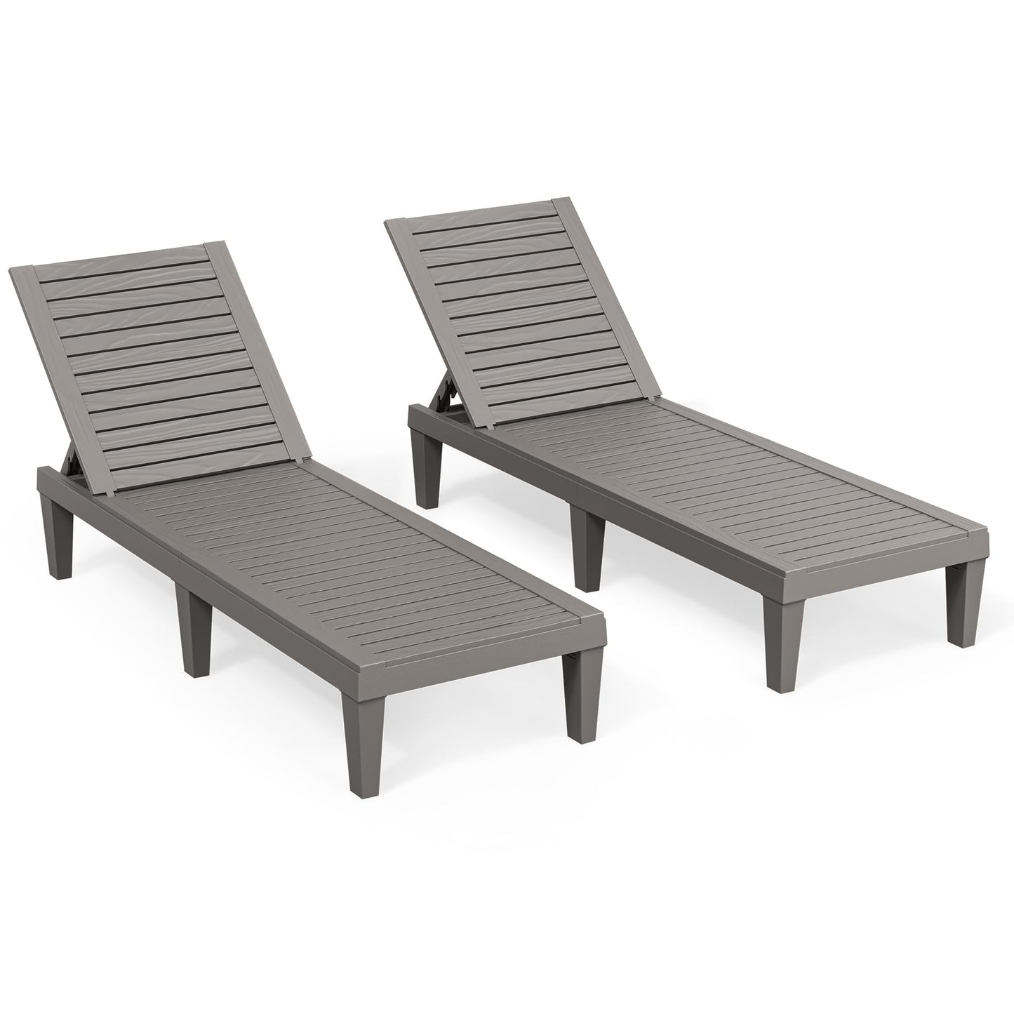 Lounge Chair,Pool Lounge Chairs Set of 2,Lounge Chair Outdoor,Waterproof Sun Loungers Chair,5-Positions Adjustable Outdoor Lounge Chairs for Garden Beach Patio Poolside Lawn Deck,Striped Grey