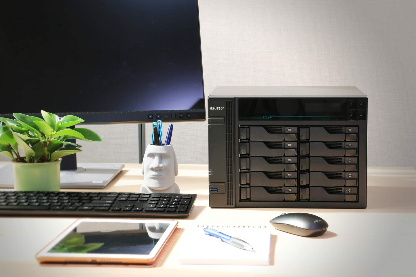 Asustor Lockerstor 10 AS6510T - 10 Bay NAS, Intel Atom C3538 Quad-Core, Dual 10GbE + Dual 2.5GbE, 8GB DDR4, 2 M.2 NVMe SSD Slot, Enterprise Network Attached Storage for Small Business (Diskless)