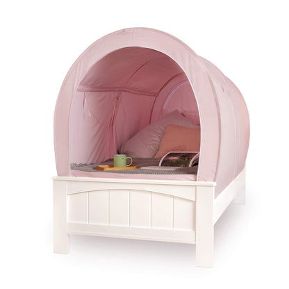 Snuggy Pod Bed Canopy – Pink (Twin Size) | Pop-Up Bed Tent | Sensory-Friendly Indoor Sleep Pod with Privacy & Light Blocking | Lightweight, Breathable & Foldable Design | Carry Bag Included