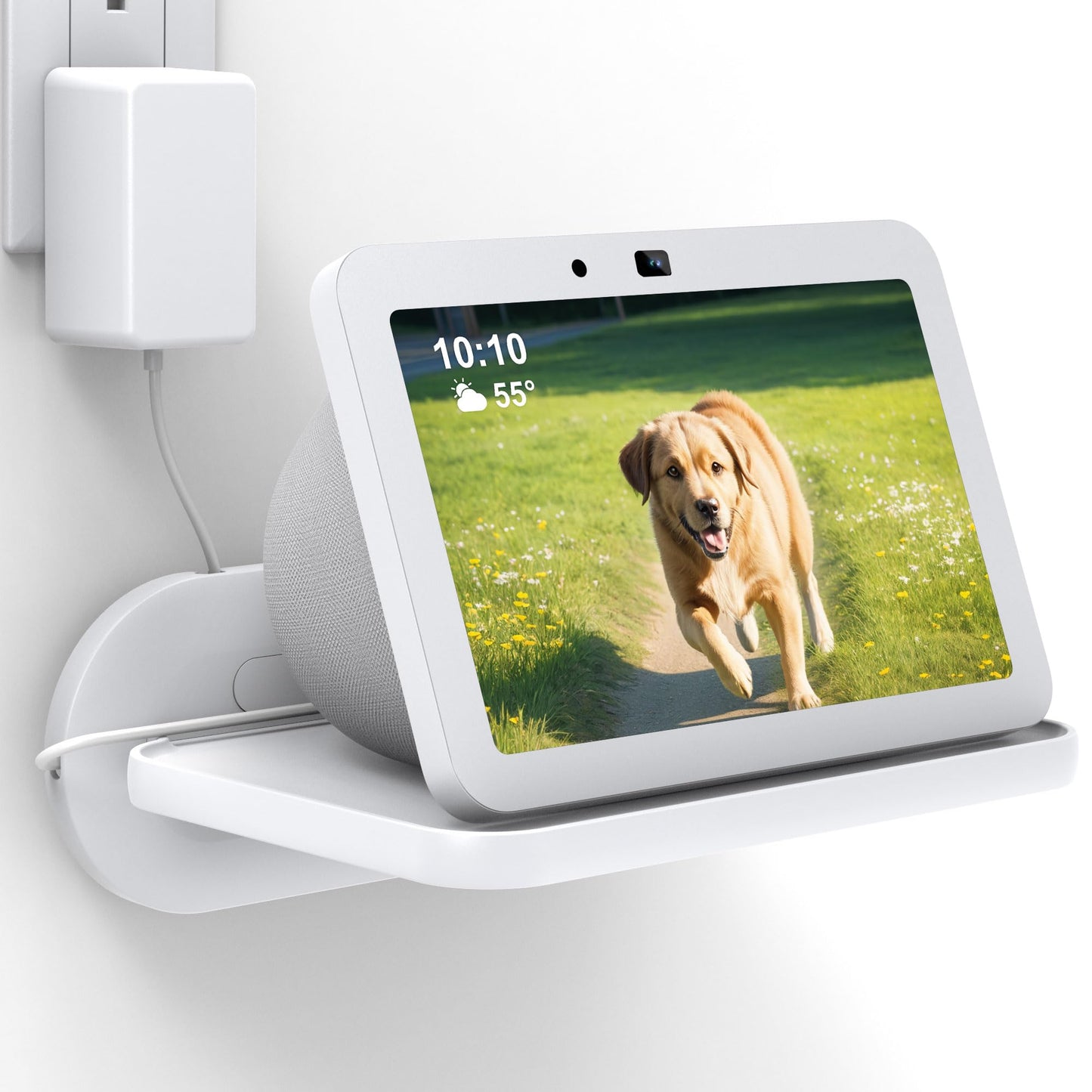 HomeMount Echo Show 8 Wall Mount - Space Saving Smart Home Holder Compatible with Google Nest Hub Max & Portable Speakers & Show8 (1st & 2nd Gen, 2019 & 2021 & 2023 Release) White