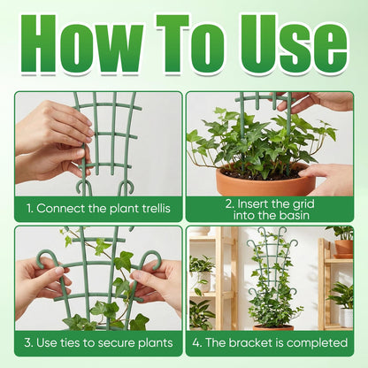 4PCS Indoor Small Trellis,Stackable Plant Trellis for Indoor Climbing Plants,Small Plant Climbing Trellis for Potted Plants Plastic Climbing,Potted Plant Trellis for Houseplants