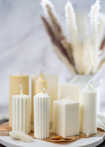 Large Ribbed Thick Pillar Candle/Scented/Birthday Gift/Wedding Decor/Soy Candle/Home Decor (Green)