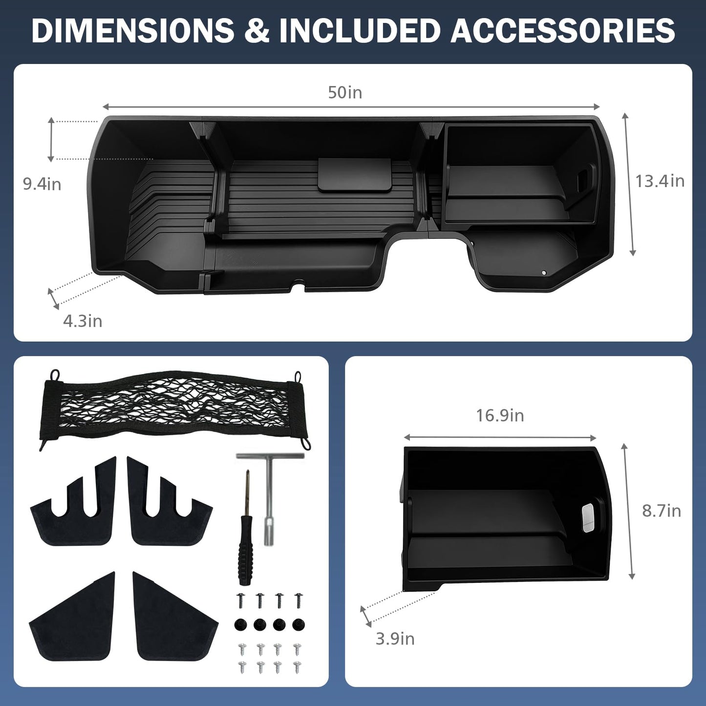 Abystar Under Seat Storage Box for Chevrolet Silverado & GMC Sierra 1500 2019–2026, 2500HD 3500HD 2020–2026, Rear Underseat Organizer, Hidden Tool Storage, No Drill Installation, Black