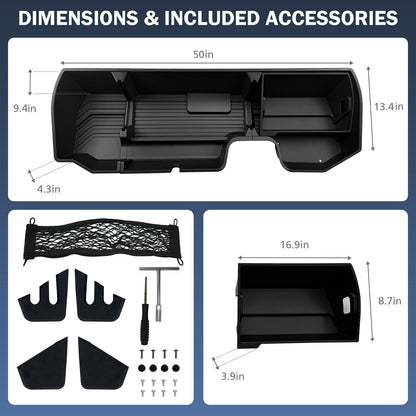 Abystar Under Seat Storage Box for Chevrolet Silverado & GMC Sierra 1500 2019–2026, 2500HD 3500HD 2020–2026, Rear Underseat Organizer, Hidden Tool Storage, No Drill Installation, Black