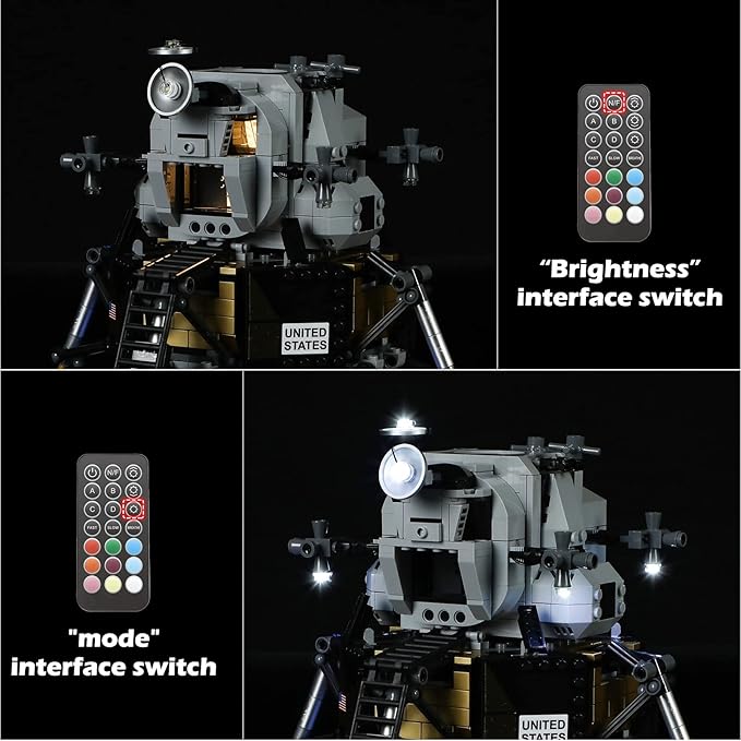 LED Light Kit (Remote Control) Compatible with Lego NASA Apollo 11 Lunar Lander - for Creator 10266 (Model Set Not Included)