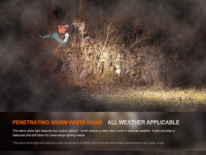 Fenix HM65R-T V2.0 Running Headlamp, 1600 Lumen White Light and Warm White Dual Beams, USB-C Rechargeable, Lightweight Long Runtime for Trail Running, with Organizer (Black)