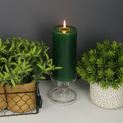 Weimingte Green Pillar Candles, Unscented Wax, 2.8x6 Inch, Smokeless Drip-Free, Set of 3, for Home Dining Room Christmas