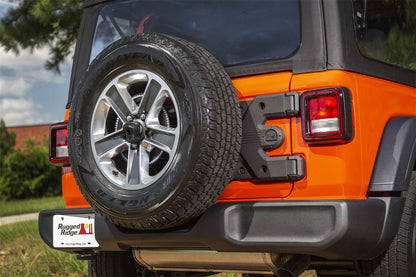 Rugged Ridge HD Tire Carrier | Black, Hinge Casting, Heavy Duty | 11546.56 | Fits 2018-2025 Jeep Wrangler JL