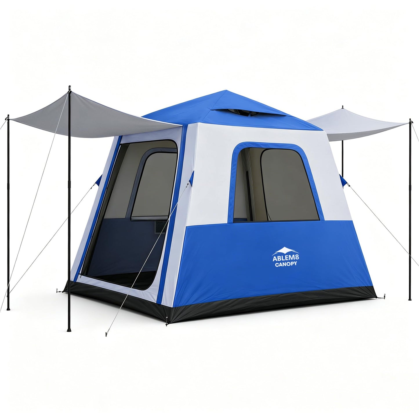 Inflatable Camping Tent with Pump, 2-4 Person Air Tent, Easy Setup Waterproof Blow Up Cabin with Awning for Outdoor Camping
