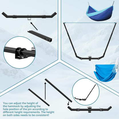 CROSSHIP Hitch Mount Hammock & Chair Stand - Fits 2in Hitch Receiver - Includes Parachute Nylon Hammock, Hammock Chair & Storage Bag - for Camping, Outdoor, Travel (350lbs Weight Capacity)