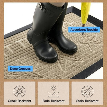 GORILLA GRIP Waterproof All-Season WeatherMAX Doormat - 35x23 Natural Rubber, Stain & Fade Resistant, Easy Clean