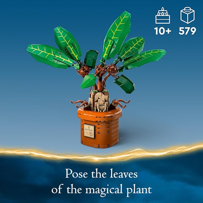 LEGO Harry Potter Mandrake Figure &amp Pot Plant Toy Harry Potter Collectible Gift Idea for Kids Magical Creature Playset for Room décor Harry Potter Toy for 10 Year Old Girls Boys or Any Fan 76