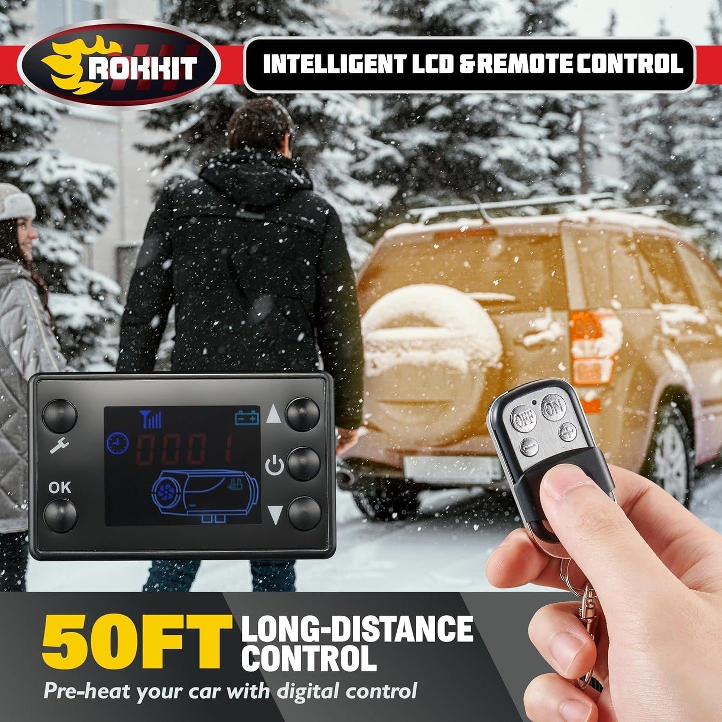 [2026 Version] ROKKIT 8KW Diesel Heater, 110V/12V All-in-One Diesel Air Heater, Portable Diesel Heater with LCD Monitor & Remote, Fast Heating Low Noise Diesel Parking Heater for Tent, Car, RV, Camper