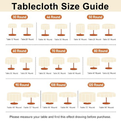 JIUZHEN Round Table Cloth Faux Linen Farmhouse Tablecloth Wrinkle and Stain Resistant Decorative Fabric Table Cover for Kitchen, Dining Room, Parties and Camping, White, 60 Inch Round