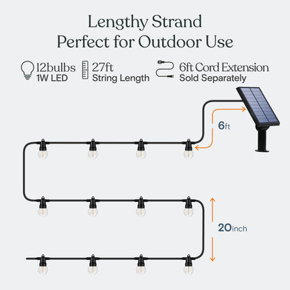 Brightech Bundle Ambience Pro Solar Powered Outdoor String Lights - 27 Ft + 4-Pack 10FT String Light Poles