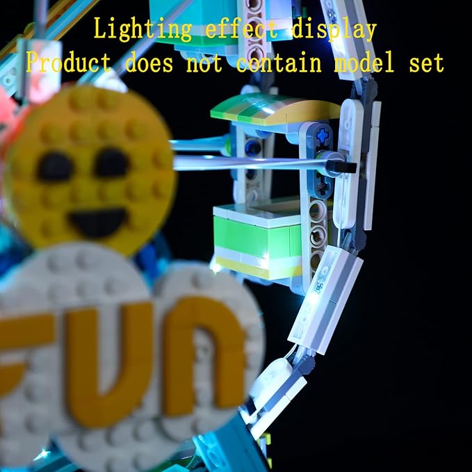 LED Light Kit (Remote Control) Compatible with Lego Ferris Wheel - Lighting Set for Creator 31119 (Model Set Not Included)