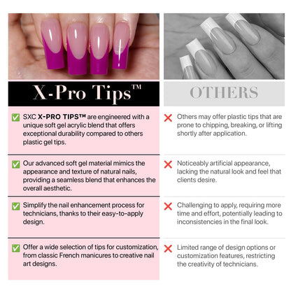 SXC Cosmetics French Tip Press On Nails - Skin Tone Nude and Color Series, Short Coffin X-Pro Tips Starter Kit ST119KIT