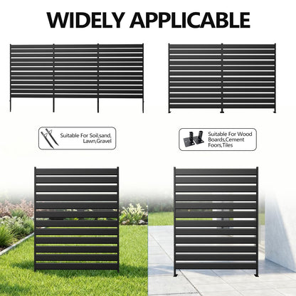 72" H×38" W（1 Panels） No Dig Metal Privacy Fence Panels for Air Conditioner Units, Can Also Hide The Pool Equipment, Black Outdoor Rustproof Trash Cans Privacy Screen