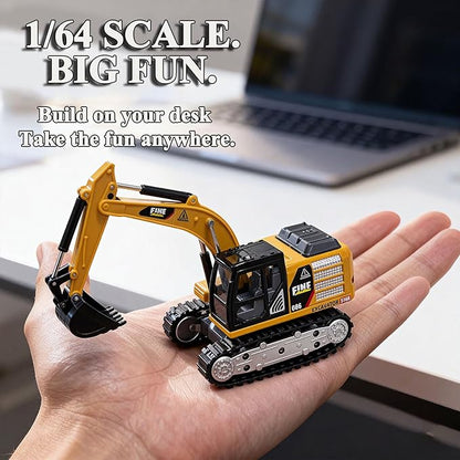 RC Excavator 1/64 Scale Metal RC Truck 2.4GHz Construction Vehicle with Sounds &amp Light Dual Speed APP Control Hobby Toy for Adults and Kids