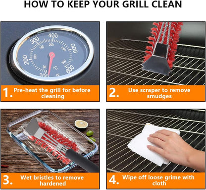 XSUPER Nylon Grill Brush - 3-in-1 Barbecue Cleaning Tool with Scraper | 18" Universal Fit BBQ Accessory