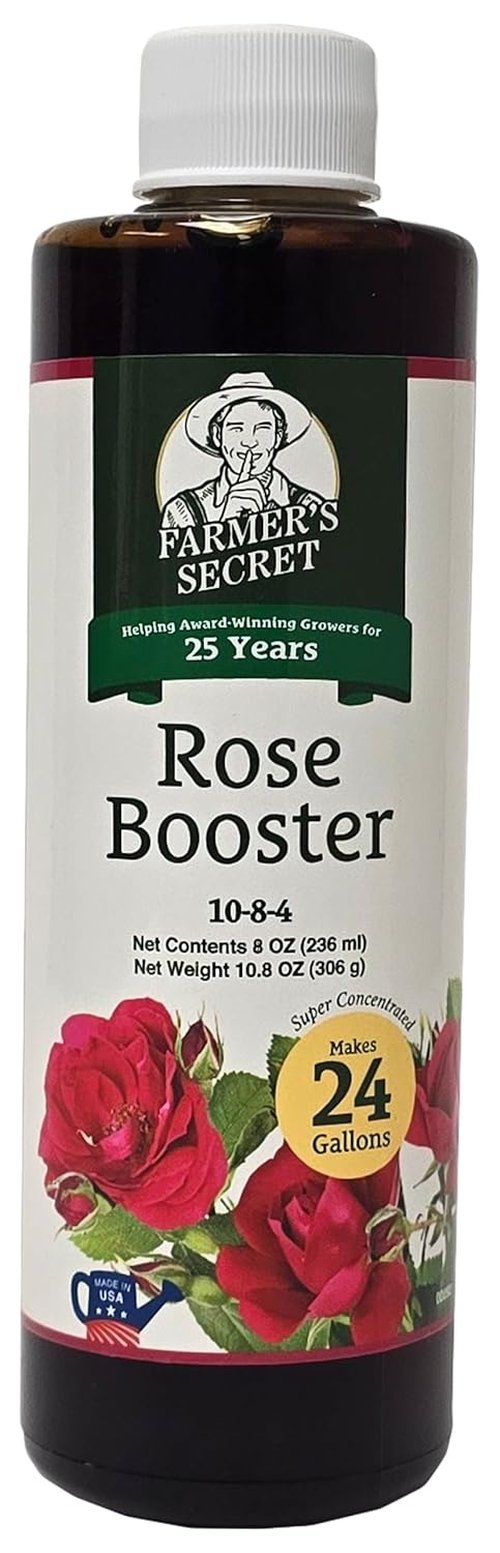 Farmer's Secret Rose Booster Fertilizer - Super Concentrated 8oz for Vibrant Blooms & Healthy Growth