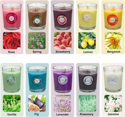 WREXCS Scented Candles with 10 Fragrances Gift Set for Home and Women，2.2oz Aromatherapy Soy Wax Glass Jar Candle，20 Pack