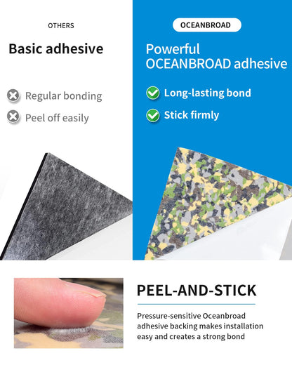 OCEANBROAD Self-Adhesive 96''x47'' Camouflage Boat Flooring Strip Cut Grooves EVA Foam Sheet Non-Slip Traction Pad for Boats Decking Surfboard SUP Paddle Board Kayak, Camo Green