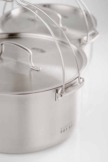 GSI Outdoors Glacier Stainless Troop Cookset, Compact Pan & Pot Camping Set, for Travel and Outdoors (8-10 People)