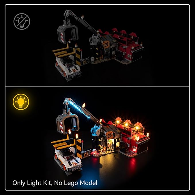 Kyglaring LED Lighting Kit for Lego City Scrapyard with Cars 60472 Model Set Light Accessories for Display (Lights Only Model Set Not Included) Classic Version.