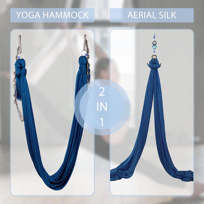 SKYPHAROS 11 Yards Aerial Silks Yoga Swing Set - Aerial Yoga Hammock Kit Anti-Gravity Flying for Fitness, Low/Non Stretch Nylon Tricot Fabric Hardware Included for Dance
