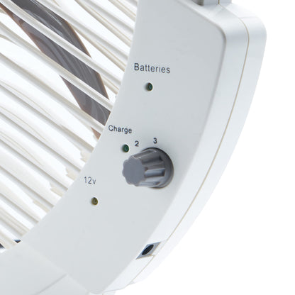Extreme Max 1229.4089 Rechargeable AC/DC 12 Volt Box Fan with Lithium Battery for RV, Camping, Travel – 12", White