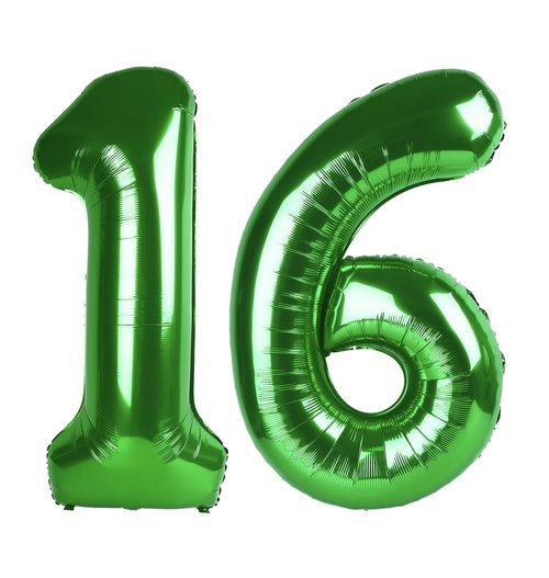 Green Number 16 Balloon 40 inch, 16 Number Balloons, 16th Green Birthday Decorations for Women Men, 16 Year Old Party Supplies, St. Patrick's Day Games Theme Birthday Decorations