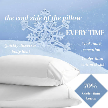 Beckham Hotel Collection Cooling Pillowcases - Silky Soft & Breathable | Set of 2, Standard/Queen Size, White