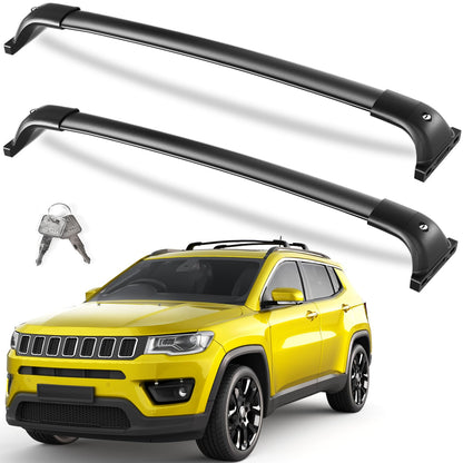 KINGGERI 300lbs Lockable Roof Racks Cross Bars Compatible with Jeep Compass 2018-2026, All Aluminum Heavy Duty Crossbars Rooftop Cargo Basket Luggage Kayak Canoe Snowboard Bike SUV Accessories