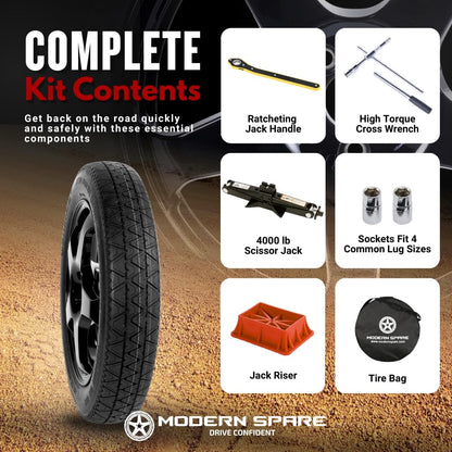 Modern Spare - Fits 2017-2026 Jeep Compass - Complete Compact Spare Tire Kit With Carrying Case