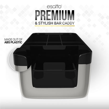Esatto Professional Bar Products Premium Bar Caddy (Chrome), Used to Easily Organize Bar Items and Workspace, With Additional 12 Pourers For Precision Pouring and 12 Pourer Covers