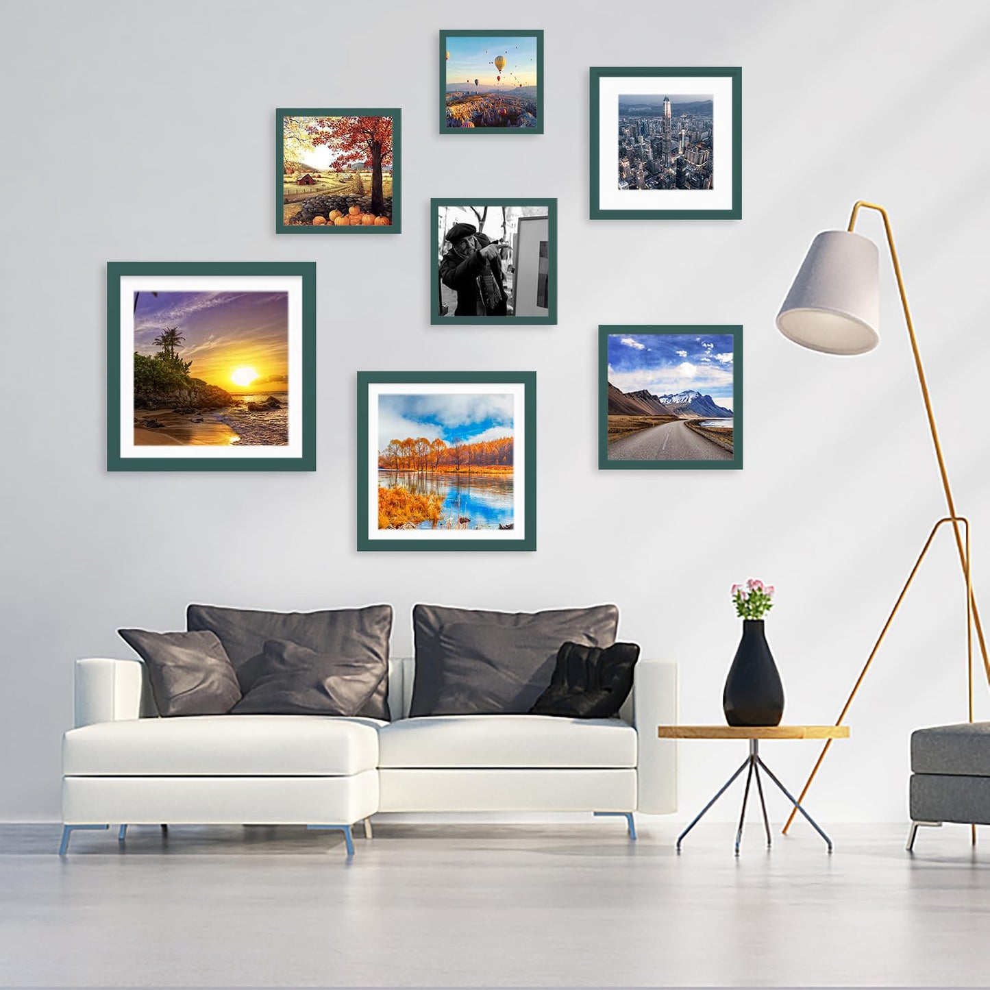 12x12 Wood Picture Frames for Wall Hanging or Tabletop,Diamond Painting Frame Baby Scan Picture Frames with 2 Mats Display 8x8 or 10x10 for Family Walls Decoration,Anniversary,Wedding,Christmas(Dark