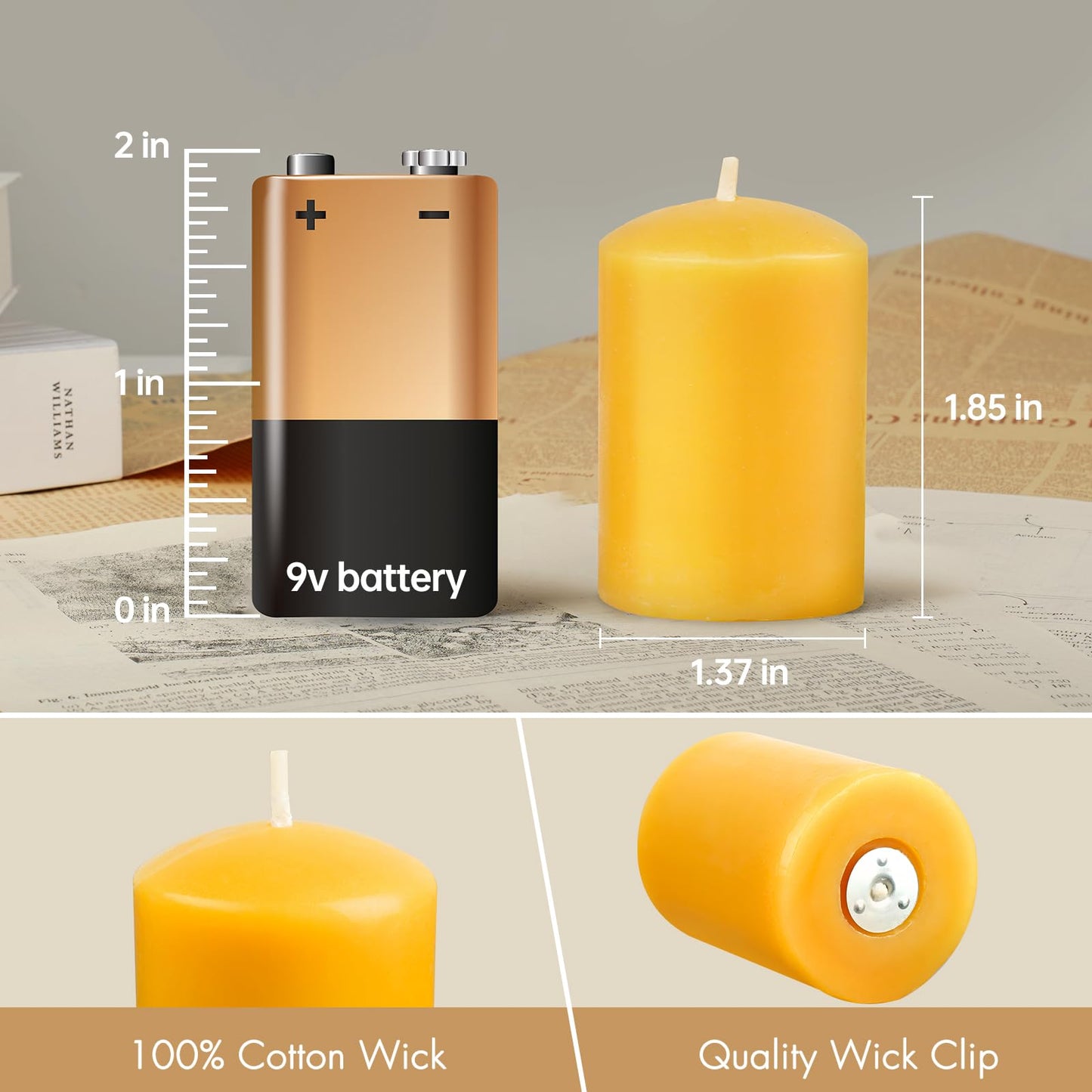 GINITIRI Natural Beeswax Votive Candles,11-12 Hours Unscented Votive Candles Bulk,6 Pack Beeswax Candle for Prayers,100% Pure Bees Wax Candles for Spa Relax