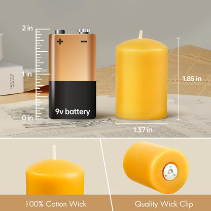 GINITIRI Natural Beeswax Votive Candles,11-12 Hours Unscented Votive Candles Bulk,6 Pack Beeswax Candle for Prayers,100% Pure Bees Wax Candles for Spa Relax