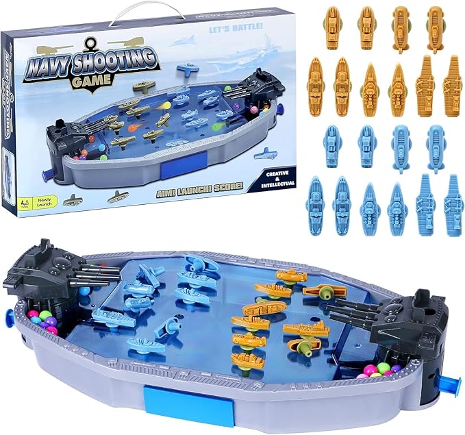 Naval Battleships Shooting GameTabletop Warships Shot Game for 2 PlayersBattle Competitive Toy for Age 6+Fun for Kids &amp Adults