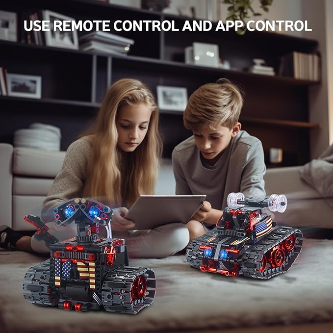 JOJO&ampPeach Stem Building Toys Remote &amp APP Controlled 4 in 1 Wall Robot/Stunt Car/Triangle Robot STEM Projects Creative Gifts Toys for Boys Girls 6-12 (560 Pieces)