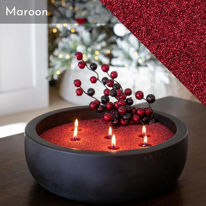 Foton Pearled Candle Xmas Special Maroon Colored 18 Oz - Unscented Non Toxic Luxury Long Lasting Powder Wax Sand Candles up to 120 Hours - Refillable Pearl Candle Sand with 30 Wicks for Candles Making