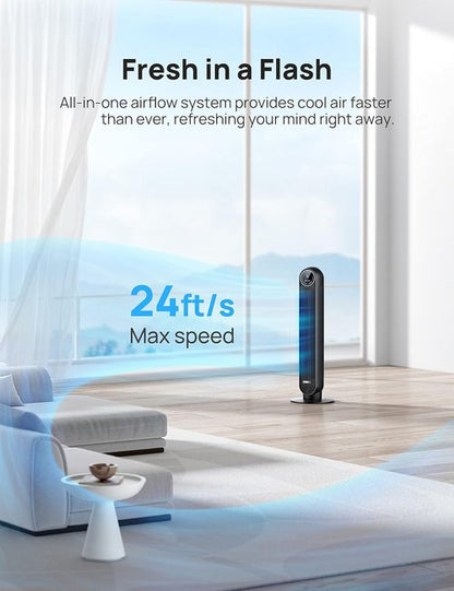 DREO Tower Fan Bundle - 25ft/s Quiet Oscillating Floor Fan with 4 Speeds & Modes | 12-Inch Table Air Circulator