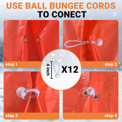 ONENESS Concrete Blanket, Construction Concrete Curing Blanket 3.6mm/0.15inch Thickness, Tarpaulin, Multipurpose Use Waterproof Tarps with Ball Bungee Cords,12' x 24'